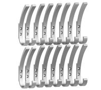 PDGROW 16 Pièces Patère Murale, Porte Manteau Mural Extra Fort, Crochet Porte Manteau pour Serviette à Percer, Crochet à Visser Idéal pour Salle de Bain, Toilettes, Cuisine, Bureau (Argent)