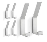 PDGROW® 6 PCs Patères, Porte Manteau Mural (Vis Invisibles!), Crochet Porte Manteau Moderne pour Vestes, Manteaux, Vêtements, écharpes, Sacs à Main et Plus (Argent)
