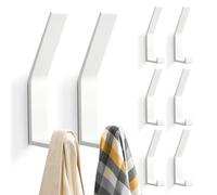 PDGROW® 8 PCs Patères, Porte Manteau Mural (Vis Invisibles!), Crochet Porte Manteau Moderne pour Vestes, Manteaux, Vêtements, écharpes, Sacs à Main et Plus (Blanc)