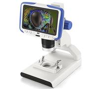 PDHYPRS Microscope Numérique À Grossissement 200X, Microscope Vidéo 1080P 30FPS, Écran 5,0 Pouces, Lumières LED Réglables, Utilisation Adaptée À La Soudure, Aux Textiles Et À La Découverte(Blue)