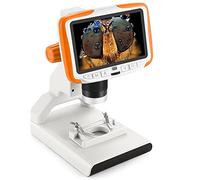 PDHYPRS Microscope Numérique À Grossissement 200X, Microscope Vidéo 1080P 30FPS, Écran 5,0 Pouces, Lumières LED Réglables, Utilisation Adaptée À La Soudure, Aux Textiles Et À La Découverte(Orange)