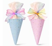 PDirat Lot de 2 mini sacs d'école pour frères et sœurs à remplir, solution cadeau pratique pour les occasions festives, version bleue et rose, avec taille de 49 x 18,5 cm et nœud de 70 cm
