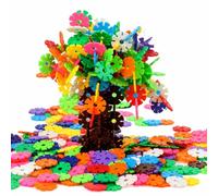 PDirat Lot de 500 fleurs en plastique multicolores, kit de construction | pièces de bouchons, 12 couleurs, construction créative, pensée spatiale, activité sans écran, étude d'ingénierie
