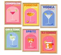 PDirat Lot de 6 peintures par numéros cocktail DIY Peinture par numéros pour adultes Kit créatif de relaxation et de décoration 20 cm x 15 cm