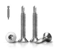PDKKFF 120 Pièces Torx Vis Autoforeuse Inox 410, M4.2x19mm Vis Autoperforante DIN7504, Vis à Tôle Autotaraudeses Torx Tête Fraisée Plate pour Metal Aluminium Bois Tôle Plastique.Avec 1 TX20