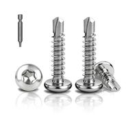 PDKKFF 120 Pièces Torx Vis Autoforeuse Metal, M4.2x16mm Vis Autoperforante à Tôle Autotaraudeses Inox 410 Torx Tête Bombée Ronde DIN 7504 pour Aluminium Plastique Bois Tôle, Avec 1 TX20