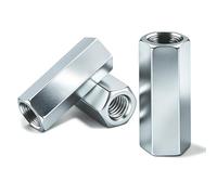 PDKKFF 25 Pièces Écrous longs M8x30 mm, Manchons filetés Hexagonal en Acier Galvanisé DIN6334, Rallonge pour Tige Filetée, Manchons d'espacement Écrou, Visserie pour bricolage et montage ménager