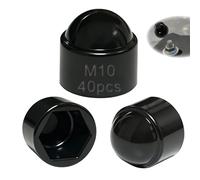 PDKKFF 40 Caches Écrous M10 -Clé 17 mm, Noir Caches Boulon en plastique, Capuchon de Protection Hexagonaux- Cache Vis Décoratif, Protection Résistants à la Rouille