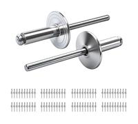 PDKKFF 80 Pièces Rivets Aveugle en Aluminium avec large bride, 4.8x16mm Rivet Pop, Argent Rivet Aveugle à Grande Bride Pour Véhicules Automobiles, Bateaux, Equipements Mécaniques, Meubles