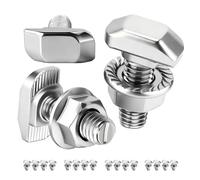 PDKKFF Lot de 16 Vis à Tête Marteau M6x30mm Acier Inoxydable A2-70, Ensemble de Vis en T avec Écrous à Bride pour Rails de Montage Solaires PV, Système Photovoltaïque, Serres et Profils en Aluminium