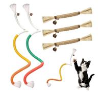 PDKKFF Lot de 2 cordes à mâcher naturelles pour chat et 3 bâtons à mâcher Matatabi Silvervine, jouets interactifs à mâcher pour chat pour le nettoyage des dents, rafraîchir l'haleine, soulager le