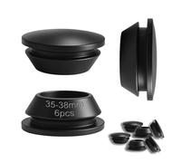PDKKFF Lot de 6 bouchons en caoutchouc pour trou de 35 à 38 mm - Bouchons ronds en silicone - Noir - Bouchons étanches - Bouchons en caoutchouc pour bouteilles, embouts de meubles, tuyaux en métal