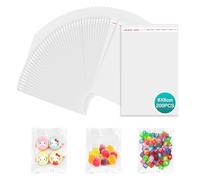 PDKKFF Sac Plastique Transparent 200Pcs 6x8cm Sachet Cellophane Autocollant OPP Petit Sachet pour Bonbon Biscuits Bijoux Cadeaux Noel Chocolat