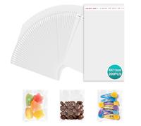 PDKKFF Sachet Plastique Transparent 200Pcs 8x13cm Sac Cellophane Autocollant OPP pour Bonbon Biscuits Bijoux Cadeaux Noel Chocolat