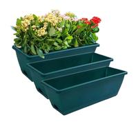 pdodo Lot de 3 jardinières rectangulaires pour balcon - Avec soucoupe parfaite - Pour rebord de fenêtre, balcon - Jardinière étroite pour l'intérieur - Pots de fleurs et herbes aromatiques