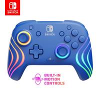 PDP Afterglow Wave Manette Nintendo Switch Pro sans fil avec commandes de mouvement, entièrement sous licence pour le modèle Switch/OLED, éclairage LED personnalisable, portée de 9,1 m, batterie