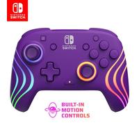 PDP Afterglow Wave Wireless Pro Controller with Full Motion for Nintendo Switch, Nintendo Switch - OLED Model, 8 RGB LED Lighting Zones, 30 Foot Range, 20 Hour Rechargeable Battery Purple