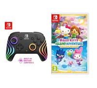 PDP Nintendo Switch Afterglow Wave- Wireless- Black + Hello Kitty Island Adventure - Deluxe Edition - Switch