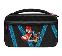 PDP Sacoche de Transport Messenger Case Nintendo Switch, Switch Lite et Switch OLED - Rangement 14 Jeux - Poches Maille et Compartiments - Licence Officielle - Motif Glow Mario Kart Drift - Noir