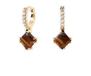 PdPaola 32022908 Boucles d'oreilles pour femme en argent 925 et pierre de couleur Marron Taille unique