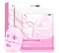 PDRN Lot de 6 masques en gel de collagène rose pour peau repulpée et | Masque de nuit, hydratant et lissant, affinant les pores, plus d'élasticité, raffermissant, rajeunissement et régénération de