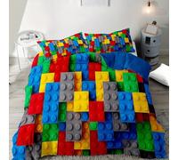 PDSYCB 140 x 190 Housse de Couette Microfibre,Bâtiments colorés Parure de lit,Ensemble de literie 3D Motif,Enfant Adulte Cadeau Garçon Fête avec 1 Housse de Couette + 2 Taie d'oreiller