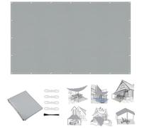 PDSYCB 2x8m Voile d’ombrage Rectangulaire, HDPE Respirant, Voile Ombrage Imperméable, Filet dombrage avec Protection UV pour Patio, Jardin, Terrasse, Extérieur, Gris Clair