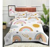 PDSYCB 90 x 190 Housse de Couette Microfibre,Nuages, Soleil, étoiles Parure de lit,Ensemble de literie 3D Motif,Enfant Adulte Cadeau Garçon Fête avec 1 Housse de Couette + 2 Taie d'oreiller
