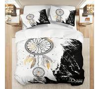 PDSYCB Graffiti Noir Boho Attrape-rêves Housse de Couette 140 x 200, Enfant GarçOn Fille Ado Impression 3D Parure de Lit, 100% Microfibre Housse de Couette Doux Confortable
