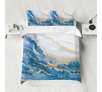 PDSYCB Housse de Couette 160 x 200, Parure de lit 2 Personnes Microfibre, 100% Coton Texture avec Fermeture éclair, Modern Marbre Paillettes Dorées 3D Linge de Lit et 2X 65x65cm Taies d'oreiller