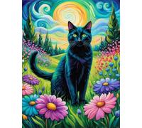 PDSYUCHEN 1000 Pièces ，Coloré Puzzles ，Images ，Gifts ，Black Catss Art Painting ，Décoration Intérieure ，Image Artistique d'un Jeu pour Soulager Le Stress chez Les Adultes - Tz373Kj