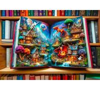 PDSYUCHEN 1000 Pièces Puzzles - Images - Gifts - Magicsd Books Colourful Houses Painting - Jouets Personnalisés pour Adultes - Tz381Kj
