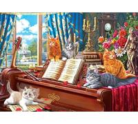 PDSYUCHEN Puzzle 1000 Pièces ，Coloré Puzzles ，Affiche ，Gifts ，Abstract Images of Cats Playing ，Image Artistique d'un Jeu pour Soulager Le Stress chez Les Adultes - Tz159Kj