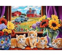 PDSYUCHEN Puzzle 1000 Pièces ，Coloré Puzzles ，Affiche ，Gifts ，Abstract Images of Cats Playing ，Image Artistique d'un Jeu pour Soulager Le Stress chez Les Adultes - Tz160Kj
