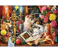 PDSYUCHEN Puzzle 1000 Pièces ，Coloré Puzzles ，Affiche ，Gifts ，Abstract Images of Cats Playing ，Image Artistique d'un Jeu pour Soulager Le Stress chez Les Adultes - Tz162Kj