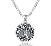PDTJMTG Pendentif arbre de vie - Argent 925 Arbre familial Pendentif Ordre Chaîne Bijoux pour hommes et femmes
