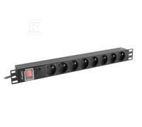 PDU-08E-0200-BK PDU rack 19" 1U 16 A 8x Schuko 2 m noir