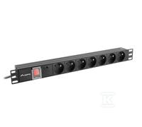 PDU rack 19" 1U 16 A 7X Schuko 2M noir PDU-07E-0200-BK