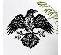 Pduoduo Décoration murale en métal noir, représentant le profil d'un corbeau, ornement mural métallique, art de l'ombre, adapté pour intérieur, extérieur, jardin et décoration d'intérieur