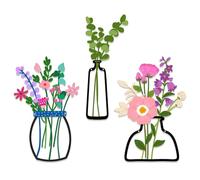 Pduoduo Ensemble 3 pièces déco murale métal multicolore, fleurs métal pour murs, œuvre murale fleurs - Déco champêtre salon/salle de bains.