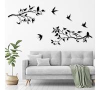 Pduoduo Métal Art Décoration Murale,Silhouette d'oiseaux sur branche,Feuilles noires avec oiseau,Sculpture murale d'extérieur en métal pour maison, balcon, jardin