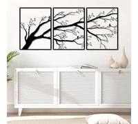 Pduoduo Set de 3 grands arbres de vie,décoration murale en métal,signe d'arbre,oiseaux sur la branche,sculpture en métal pour la maison,le jardin,le bureau,l'intérieur et l'extérieur (Small)