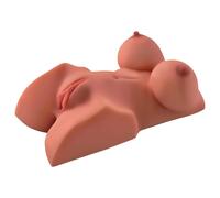 PDX Perfect DD's - torse réaliste deux orifices - silicone marron