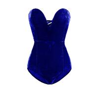 PDYLZWZY Body Vintage en Velours pour Femmes Deep V Bustier Sexy CrossBack Combinaison Bodysuit Bodysuit Halloween Bodysuit Tube-Top, bleu marine, M