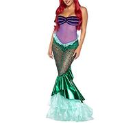 PDYLZWZY Costume de sirène pour femme - Paillettes - Avec queue de poisson - Ourlet - Robe de queue de sirène - Adulte - Costume de cosplay (vert, petit), vert, S
