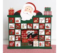 PE Calendrier de l'Avent en Bois avec 24 Tiroirs -Père Noël Grimpant sur le Manteau de Cheminée -Calendrier de Noël à Remplir Décoration -Cadeau Parfait pour Enfants et Adultes 41x39x7cm