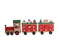 PE Noël Calendrier de l'Avent Train en Bois à remplir 24 tiroirs - Scène Père Noël et Bonhomme de Neige - Réutilisable Calendrier de l'Avent Décorations saisonnières 61cm