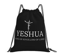 PE Sac Christogramme Jésus Christianisme Pliable Sac À Cordon Résistant Sack Sport Gymnastique pour Femme Homme Yoga 39X46Cm