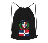 PE Sac Emblème du Drapeau De La République Dominicaine Pliable Sac À Dos avec Cordon De Serrage Réglable Natation Sac Cordon De Sport pour Yoga Piscine Homme 39X46Cm