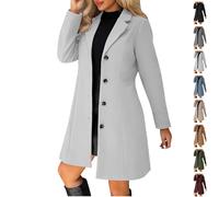 Pea Manteaux pour femmes en laine mélangée épaisse avec col montant, nouvelle veste trapèze pour l'automne et l'hiver, trench-coat à simple boutonnage, gris clair, XXL
